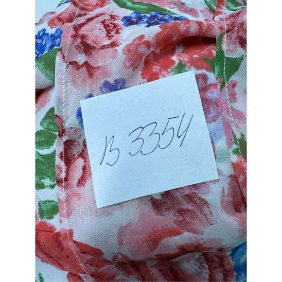 Forever 21 Bohemian Pink Floral Off Shoulder Smocked Mini Ruffle Dress Sz L - Picture 10 of 10